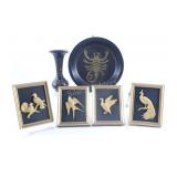 Gold Plate Susan Norton Bird Art, Portmeirion Vase