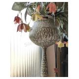 Textured Upside Down Floral Pottery Planter