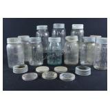 Large Collection of Mason Jars w Glass Tops