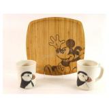 Mickey Mouse Bamboo Tray w Designer Mugs