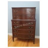 Victorian Mahogany Chest Highboy Bow Front Dresser