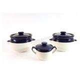 Set of Denby Navy Blue Lidded Casserole Dishes