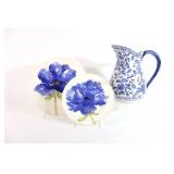 Sumatra Blue & White Large Ceramic Jug & Plates