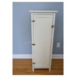 Petite White Vertical Storage Cabinet