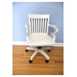 White Wooden Swivel Office Chair