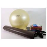 Work Out Mat, Books & Fitness Ball