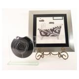 Studio Art Glass Floral Vase w Bath Tub Print