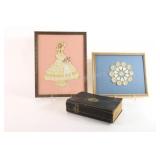 Victorian Ribbon Art, Framed Crochet Dolly, Book