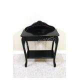 Painted Black w Lower Shelf Wooden Table