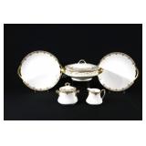 Antique Limoges Bone China Serving Set w Gold Rim