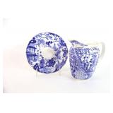 Blue & White Royal Crown Derby Plate & Jug