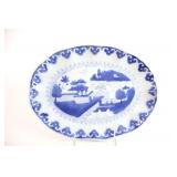 Antique Chinese Canton Blue & White Oval Platter