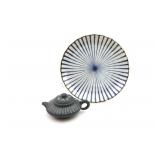 Signed Clay Chinese Tea Pot & Signed Platter