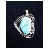 Sterling Silver Necklace & Turquoise Pendant