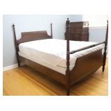 Four Poster Queen Carved Mahogany Bed w Side Rails
