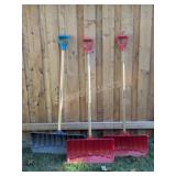 Set of Three Push Snow Shovels