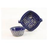 Cobalt Blue Artisian Pottery Dish & Bowl