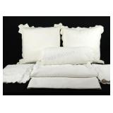 White Embroidered Full Bed Cover, Shams, Pillows