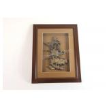 Shadow Box Bronze Lotus Flowers & Leaves Artwork
