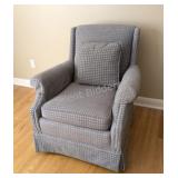 Grey w Silver Tone Accent Skirted Arm Chair