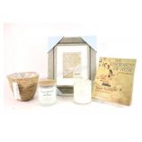 NEW - Candles & Framed Print w Woven Basket