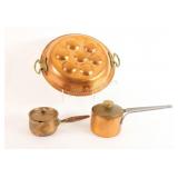 Antique Copper French Egg Poacher & Butter Pots