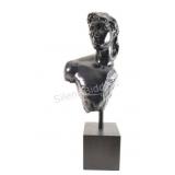 23" Large Men Black Bust Sculpture on Stand
