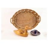 Large Natural Wicker Oval Shaped Basket With Handl