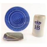 Artisian Pottery Signed Plate, HB Tankard & Dish