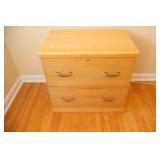 Pine Wood Two Drawer Filing Cabinet