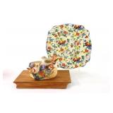 Royal Staffordshire Pottery Plate, VTG Bird Vase