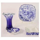 Crown Derby Lidded Trinket & Oval Dish, Glass Vase