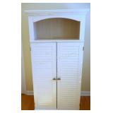 White Wooden, 2 Door Storage / Computer Unit