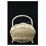 White Wicker Footed Magazine Holder