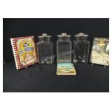Antique Large Stainless Lidded canister Set, Books