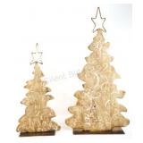 Large Wooden Carved Mantel Christmas Trees