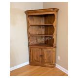 Corner Pine Open & Cupboard Display Cabinet
