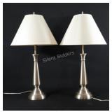 Brushed Stainless Pair of Table Lamps