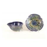 Signed Artisian Decorative Pottery Bowl & Plate