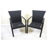 Pair of Stackable Resin Wicker Outdoor Chairs