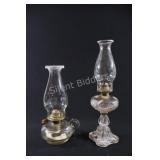 Antique Pressed Glass Mantel & Finger Oil Lamps