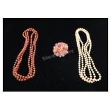 VTG Small Beaded Necklaces w Hong Kong Brooch