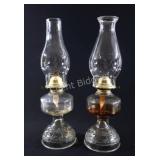 Antique Clear Pressed Glass Oil Lamps
