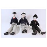 Laurel & Hardy w Chaplin 20" Porcelain Dolls