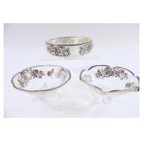 Mid Century Silver Overlay Footed Display Bowls