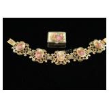 VTG Fragonard Bracelet w Porcelain Cabochons