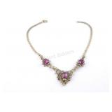 Antique Czech Bohemian Amethyst Floral Necklace