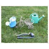 Wrough Iron Basket Bike, Watering Cans, Sprinkler