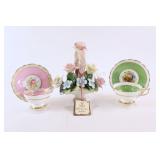 Bone China Tea Cups w Capodimonte Basket