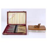Sheffield Knife Set w Danish Teak Trinket Dish